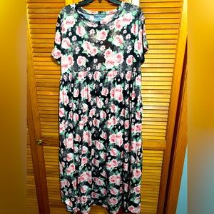 Rose Print Maxi Dress